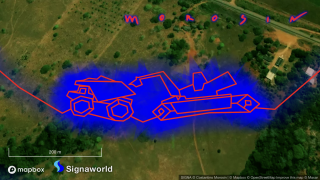 SIGNA Soia Particolare del movimento terra. Signa chilometri di tracciati georeferenziati da attraversare.